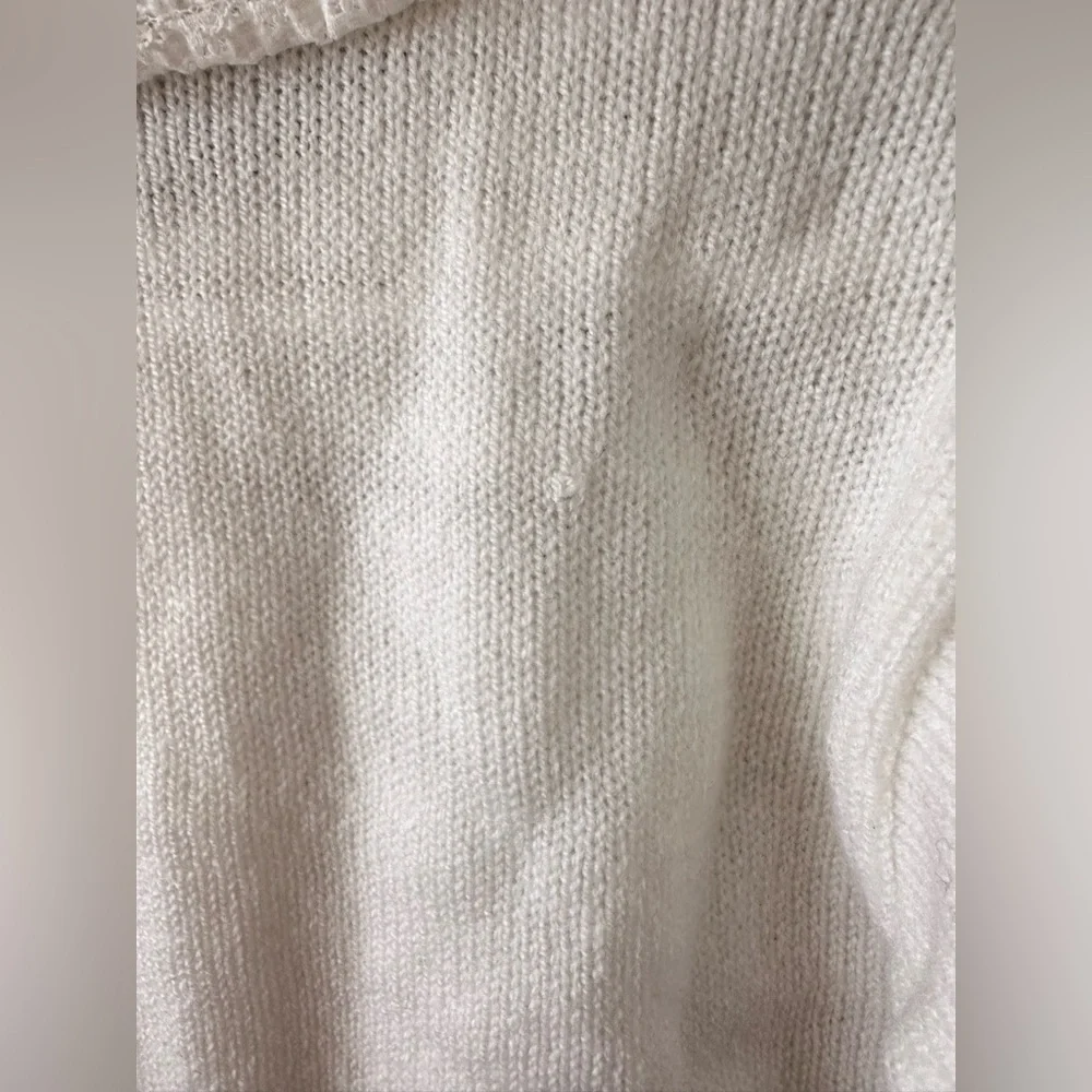 Vintage Baby Knit Cardigan Sweater White Floral Lace 6–12M Cottagecore Easter